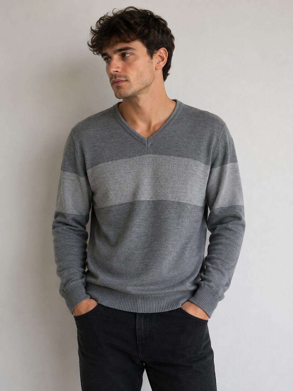 Calvin Klein grey v-neck merino wool sweater XL business casual office